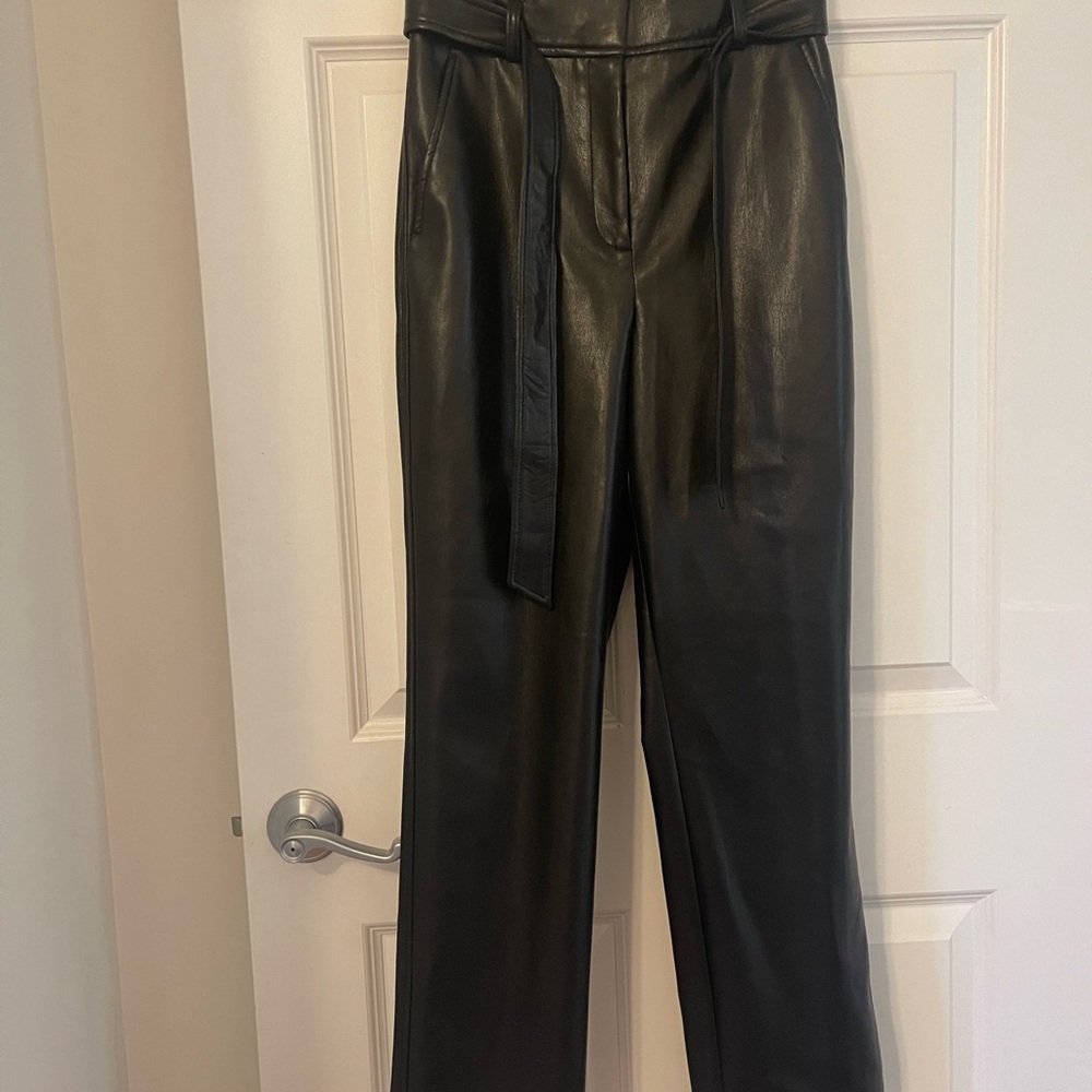 Black Faux Leather High-Waisted Pants